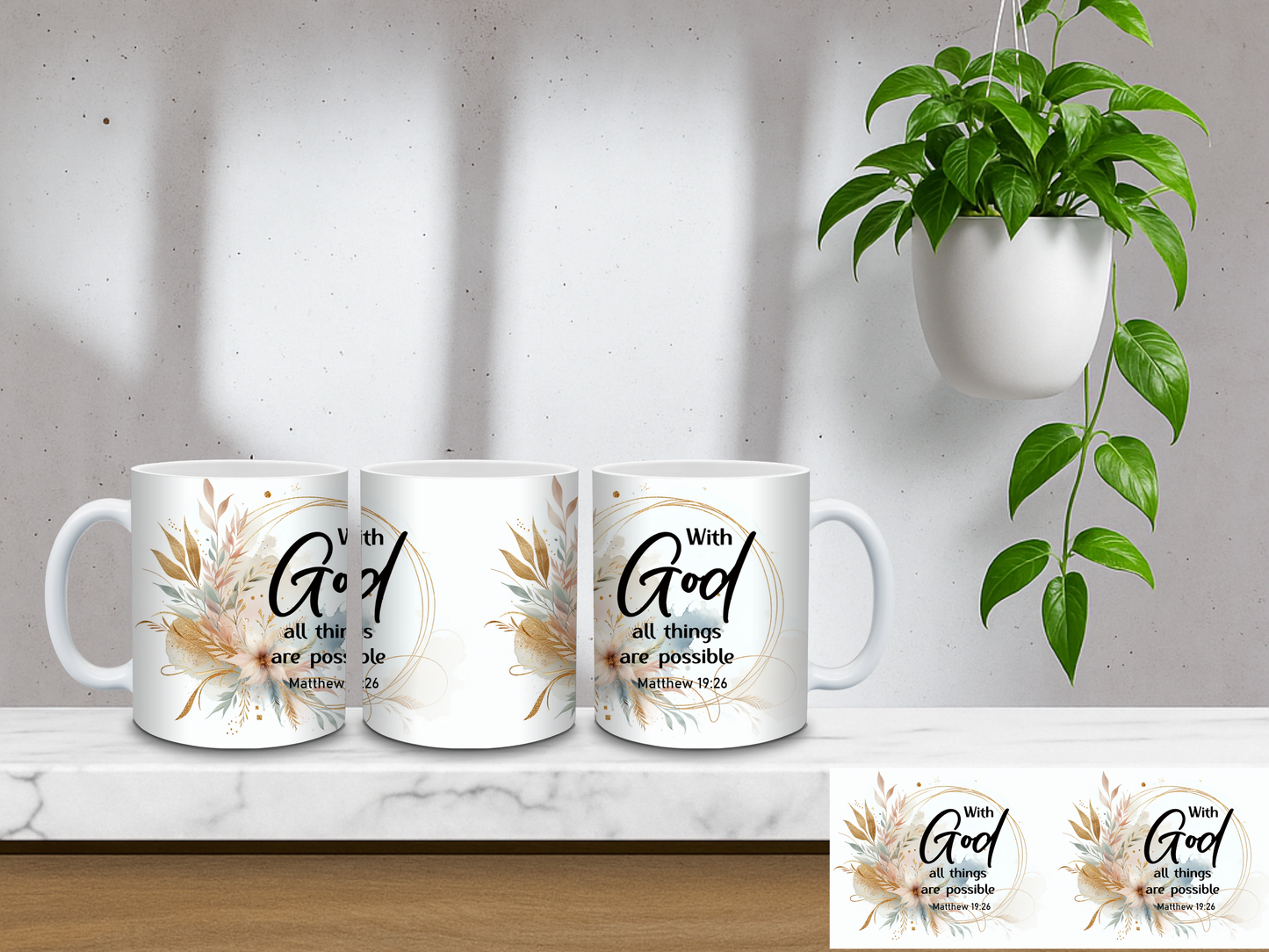 With God All Things Are Possible, Matthew 19:26 - 11oz Coffee Mug