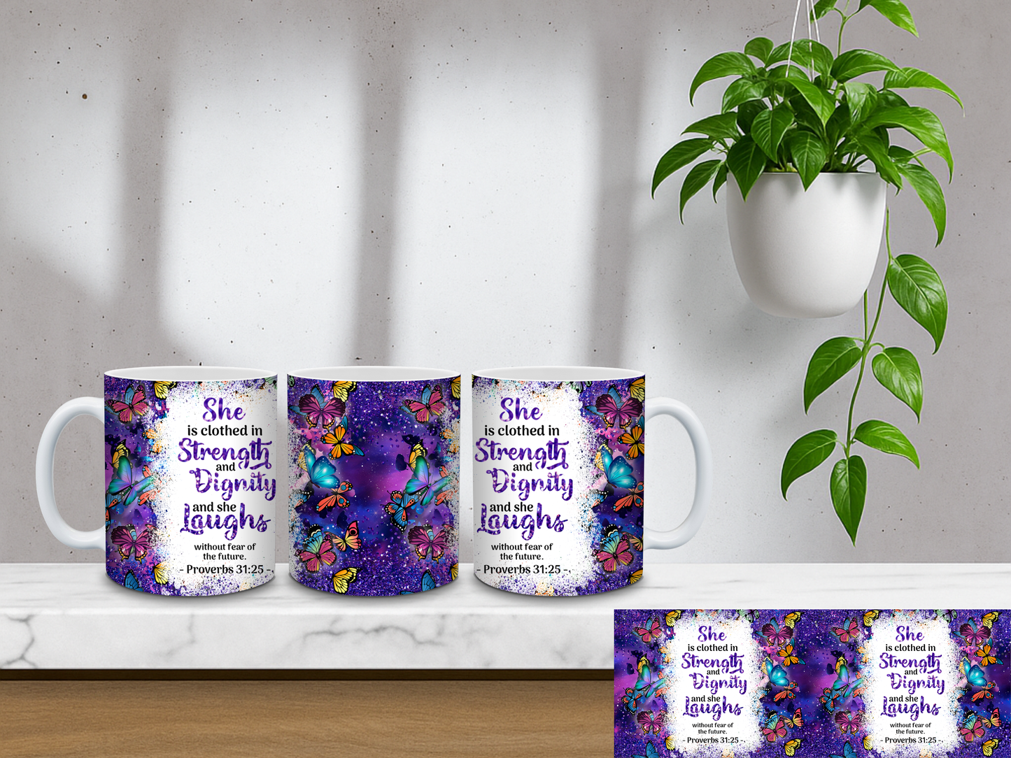 She Is Clothed in Strenght, Proverbs 31:25 - 11oz Coffee Mug