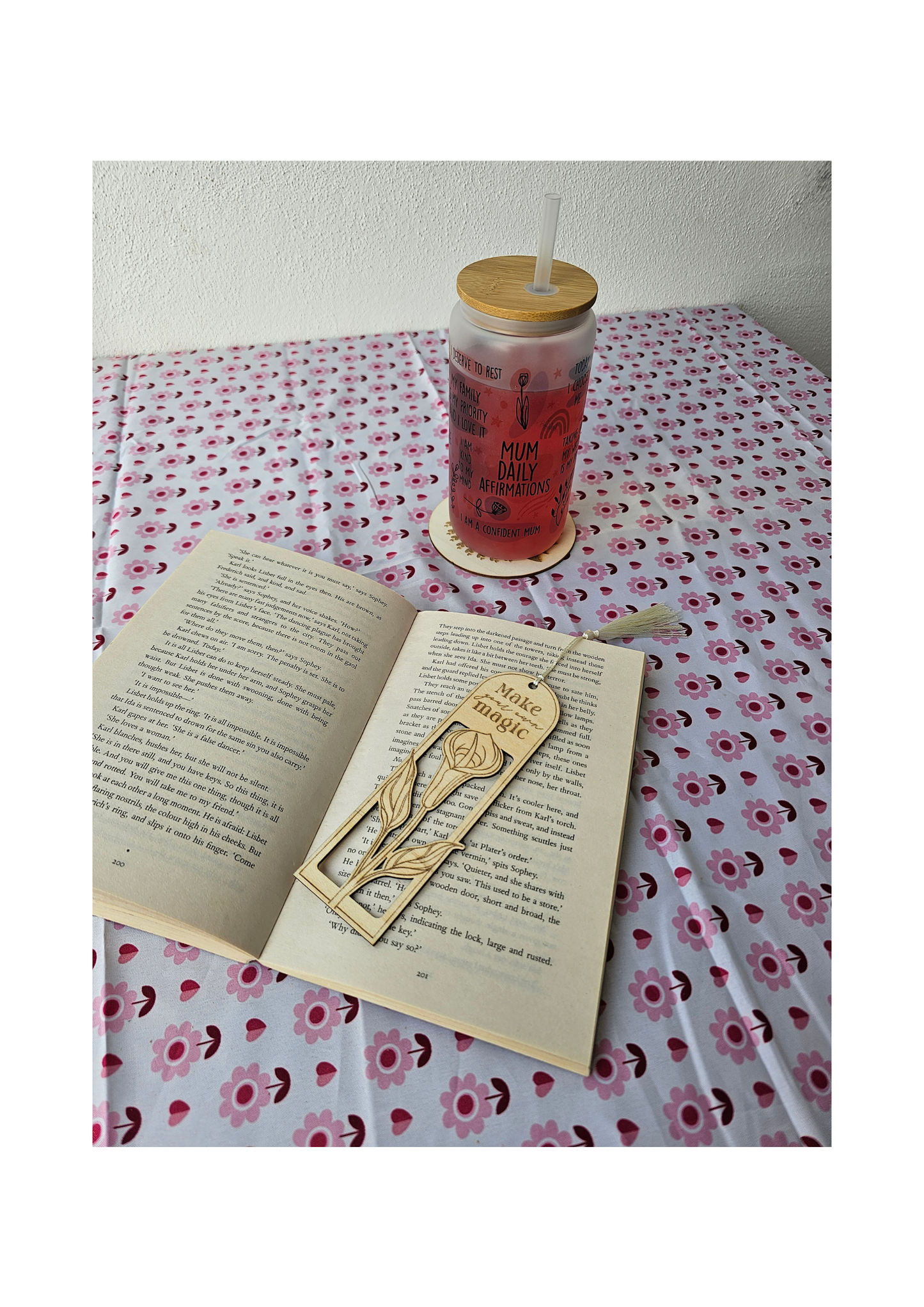 Make Your Own Magic - Summer Floral Wooden Bookmark