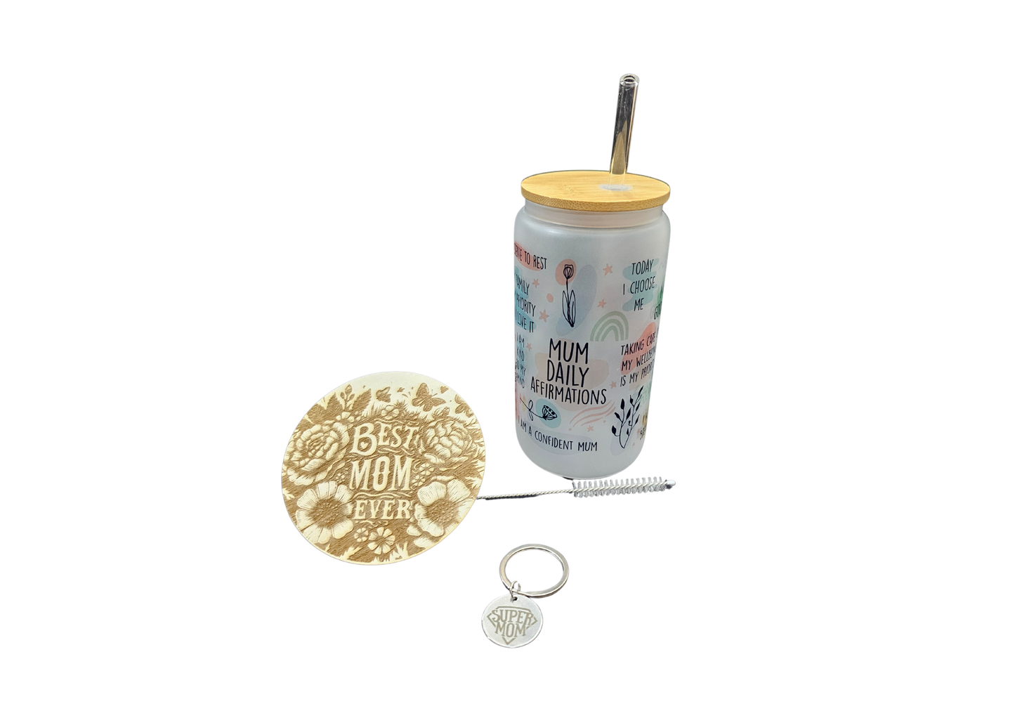 🌿 Mom Daily Affirmations, 18oz Frosted Glass Can Tumbler
