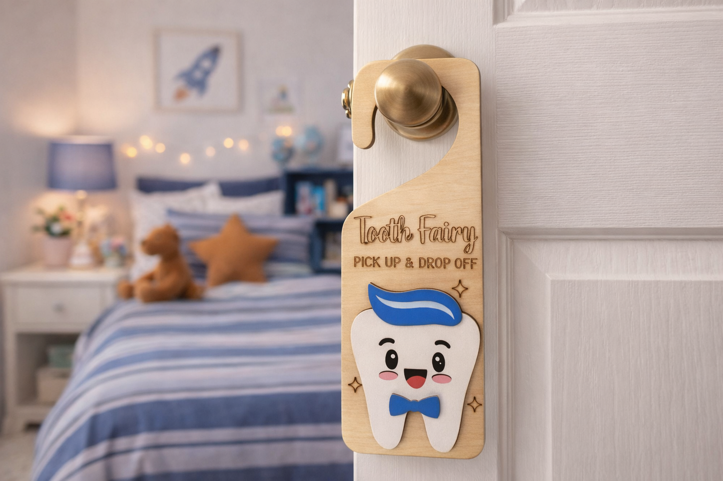 Tooth Fairy Post Box – Charlie the Tooth | Wooden Tooth Fairy Door Hanger
