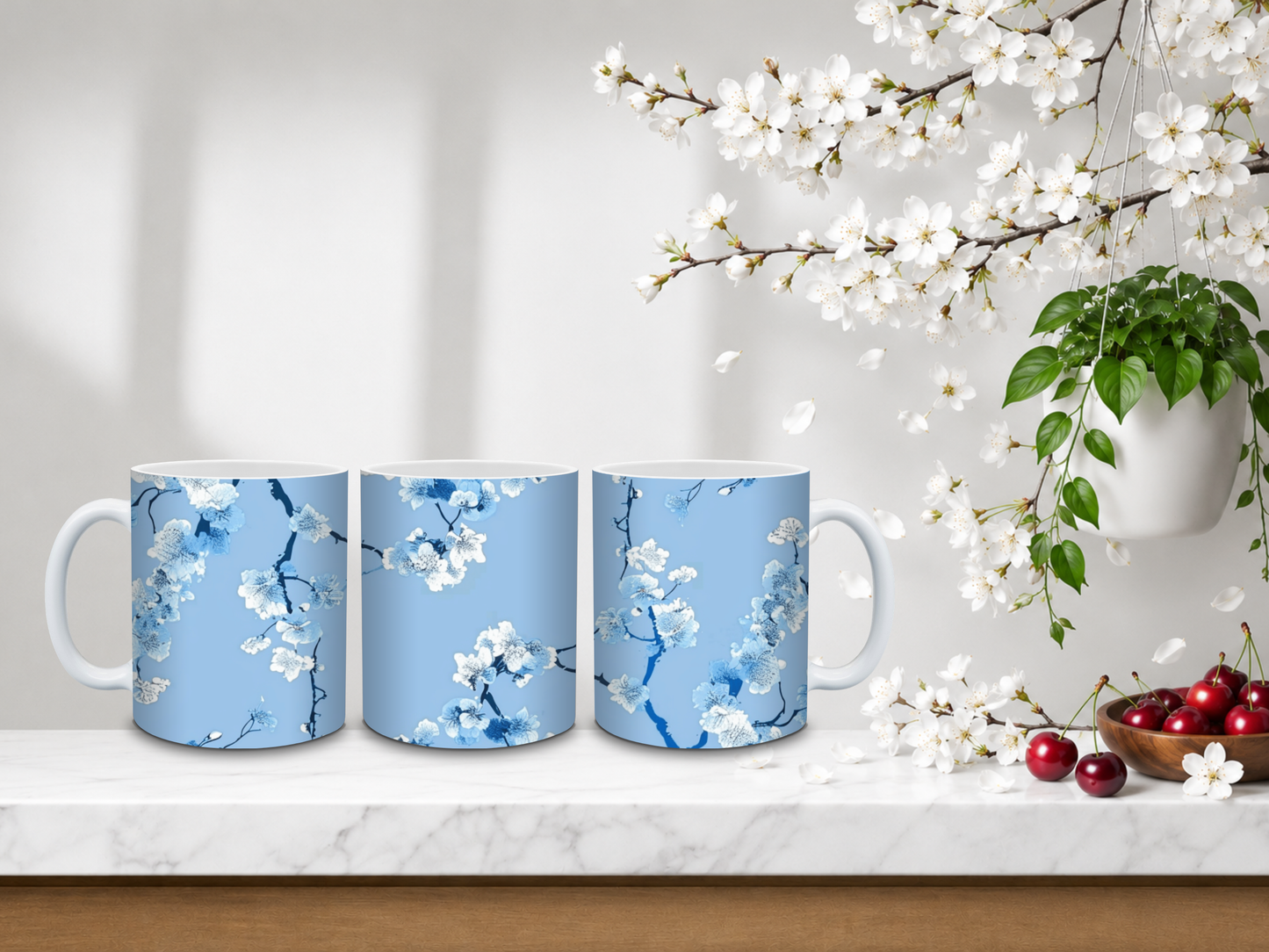 Blue Sky Cherry Blossom – 11oz Ceramic Coffee Mug 🍒