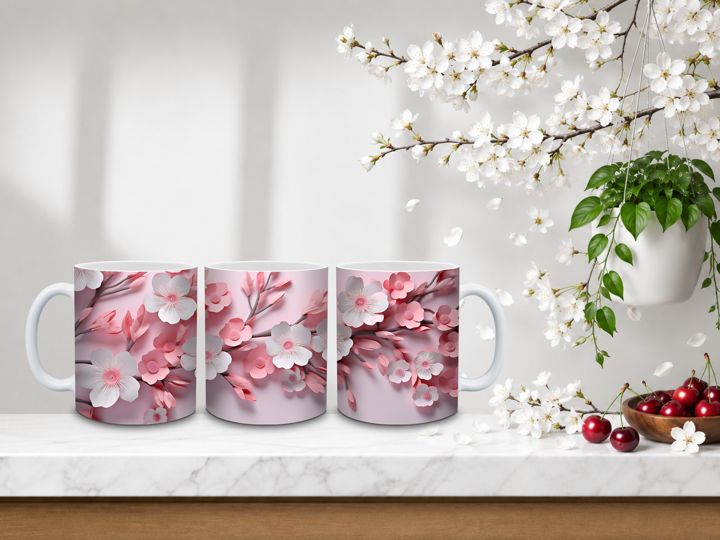 Blush Blossom Branches – 11oz Ceramic Coffee Mug 🍒