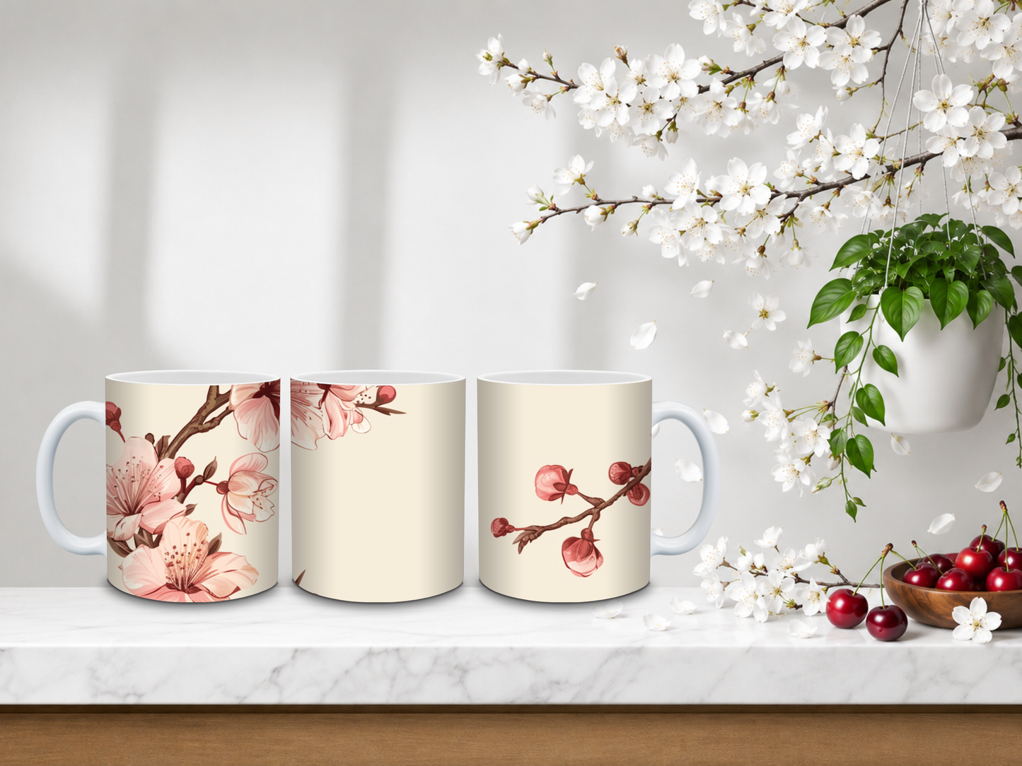 Minimal Cherry Blossom Branch – 11oz Ceramic Coffee Mug 🍒