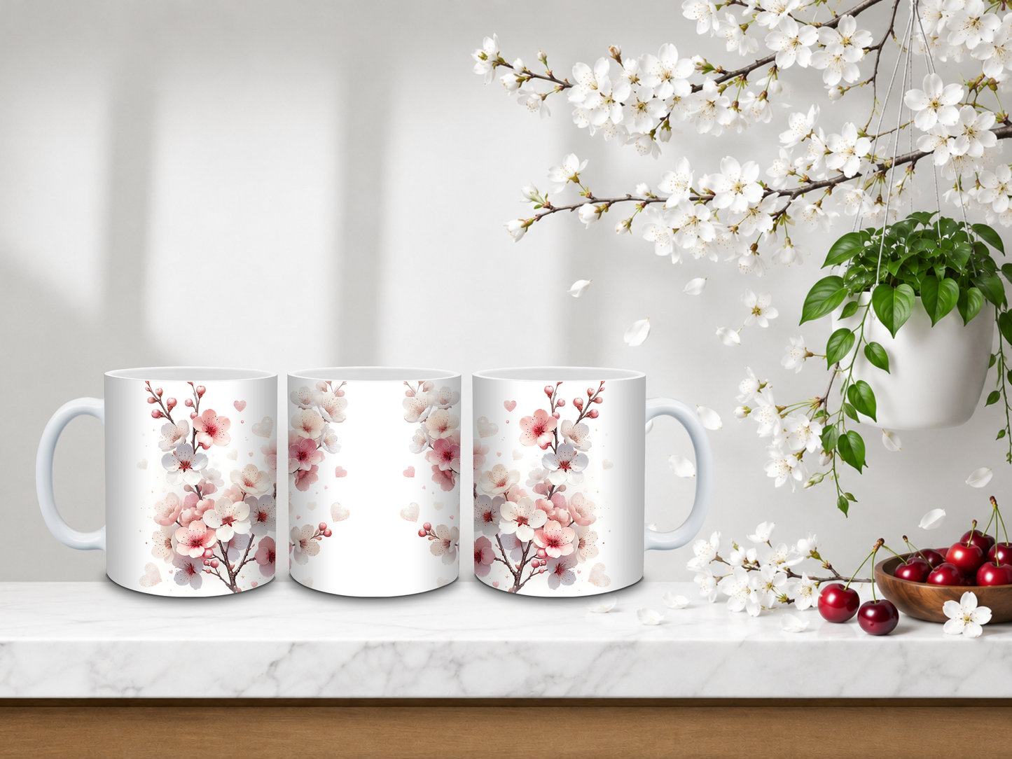 Soft Blossom Whisper – 11oz Ceramic Coffee Mug 🍒