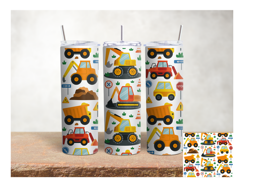 Construction Trucks – 20oz Stainless Steel Insulated Tumbler