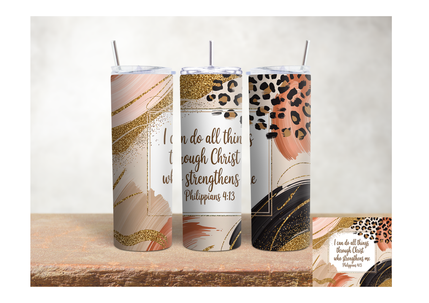 I Can Do All Things Through Christ Who Strengthens Me, Philippians 4:13 – 20oz Stainless Steel Insulated Tumbler