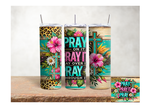 Pray On It Leopard Floral Cross – 20oz Stainless Steel Insulated Tumbler