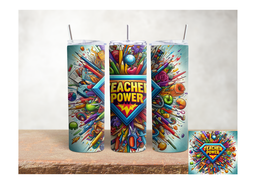 Teacher Power Comic Burst  – 20oz Stainless Steel Insulated Tumbler