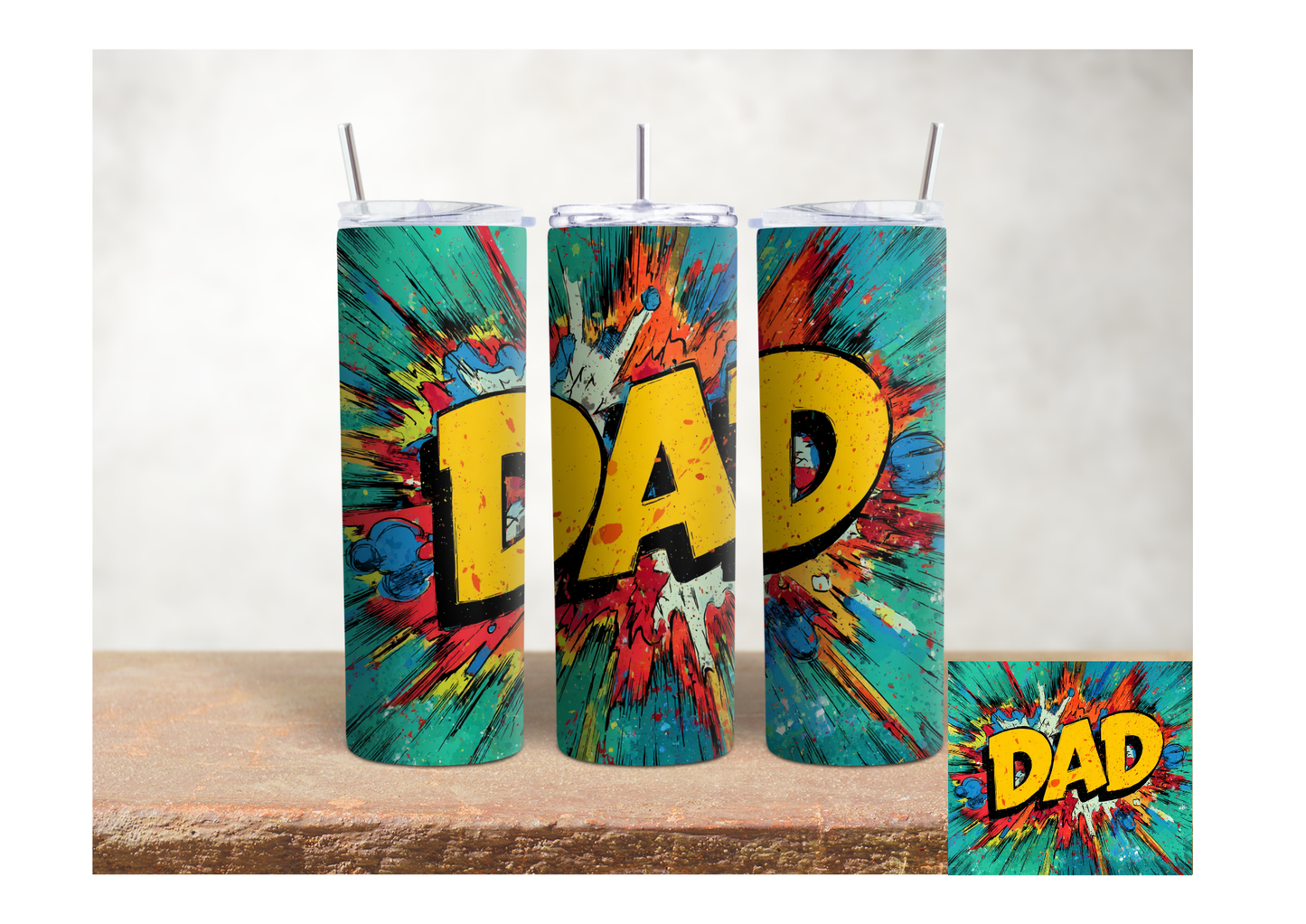 Copo Térmico de Aço Inoxidável 20oz - Explosão de Banda Desenhada de Pai