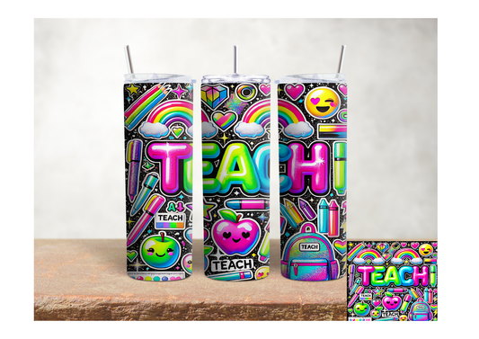 Teach Neon Doodles – 20oz Stainless Steel Insulated Tumbler