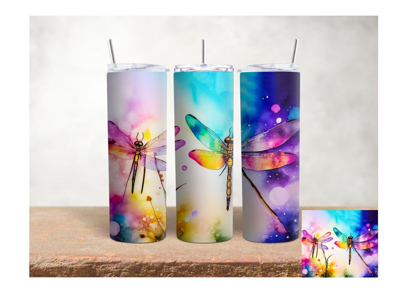 Watercolor Dragonflies – 20oz Stainless Steel Insulated Tumbler