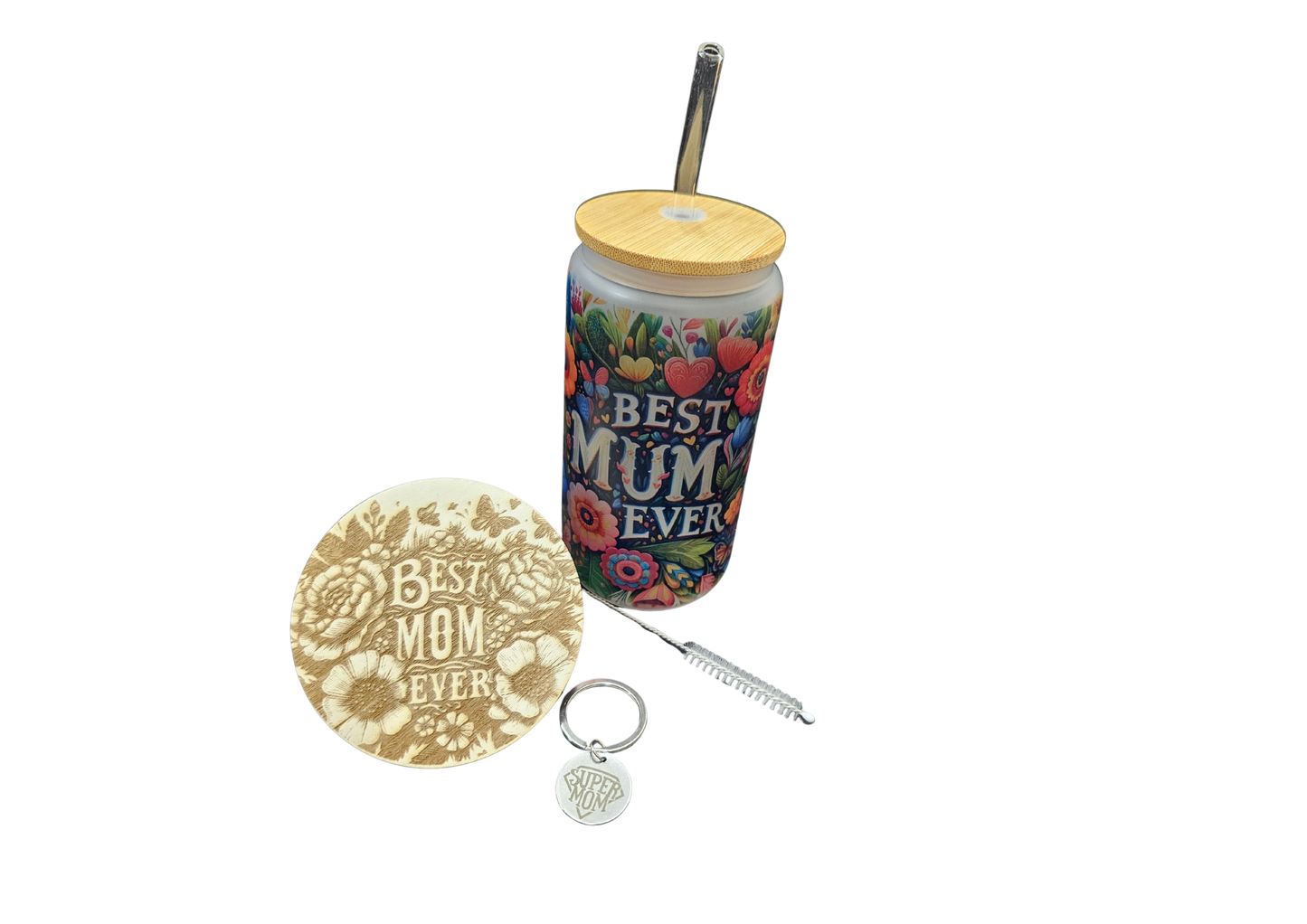 🌺 Best Mum Ever Garden, 18oz Frosted Glass Can Tumbler