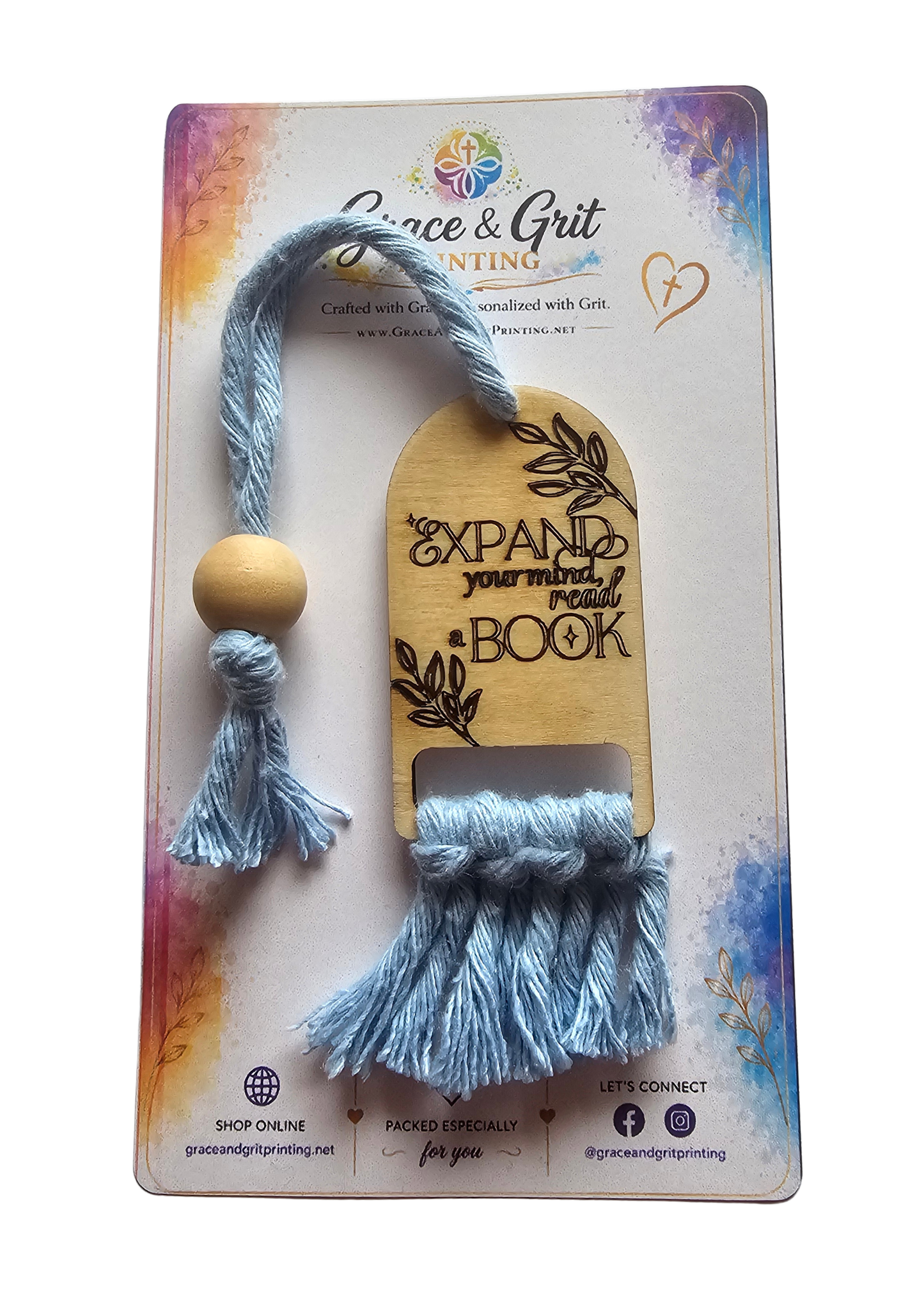 Expand Your Mind, Read A Book - Macramé Wooden Bookmark