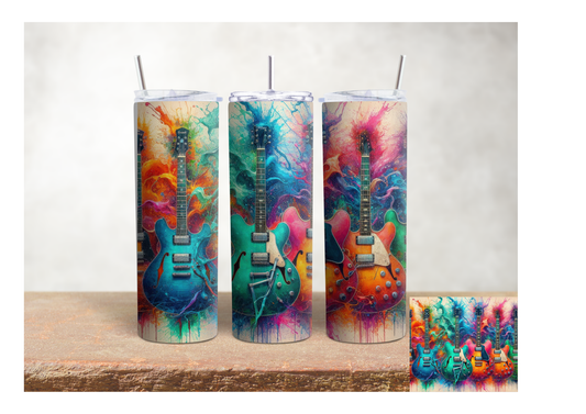 Electric Guitar Color Splash  – 20oz Stainless Steel Insulated Tumbler