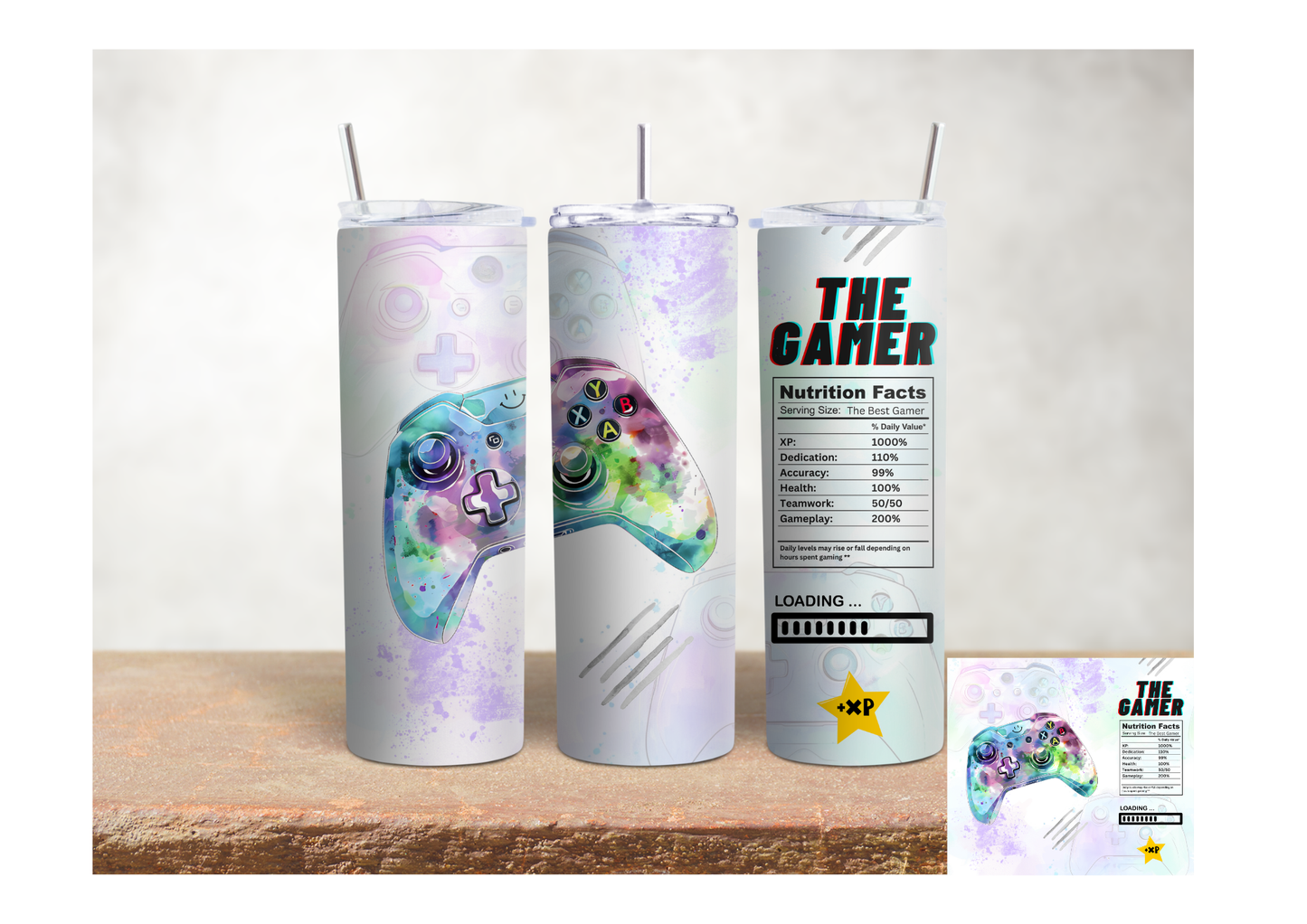 Gamer Nutrition Facts – 20oz Stainless Steel Insulated Tumbler