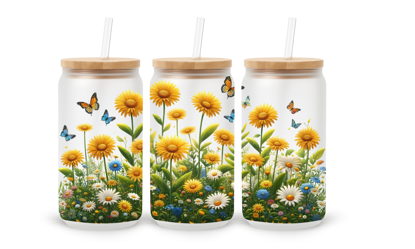 Daisy Field - Copo de Vidro de 18 oz