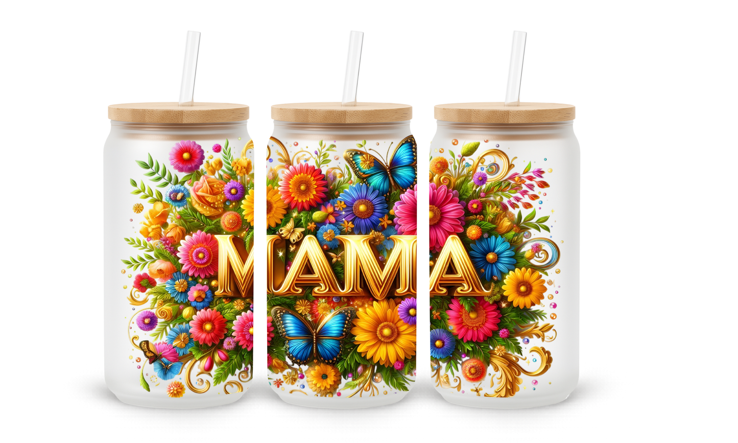 Copo de Vidro 18oz - Mama Floral Garden
