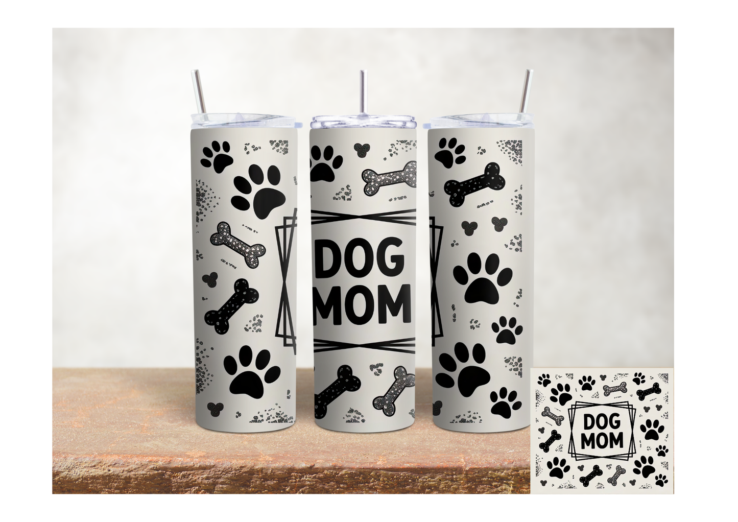 Black and White Dog Mom – 20oz Stainless Steel Insulated Tumbler