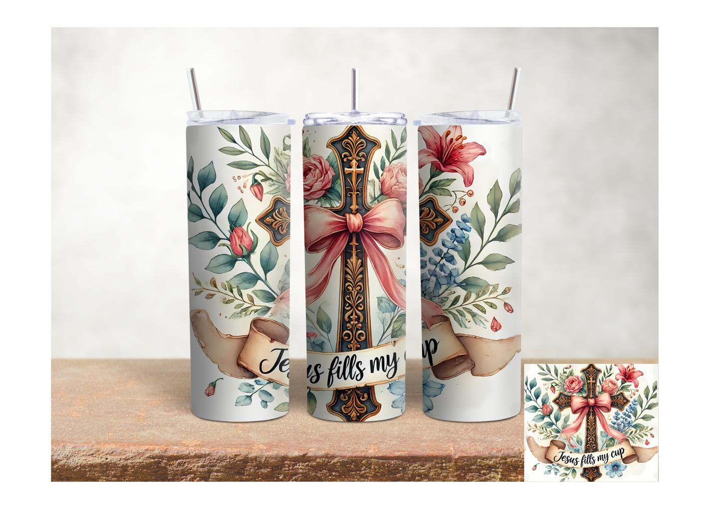 Jesus Fills My Cup – 20oz Stainless Steel Insulated Tumbler