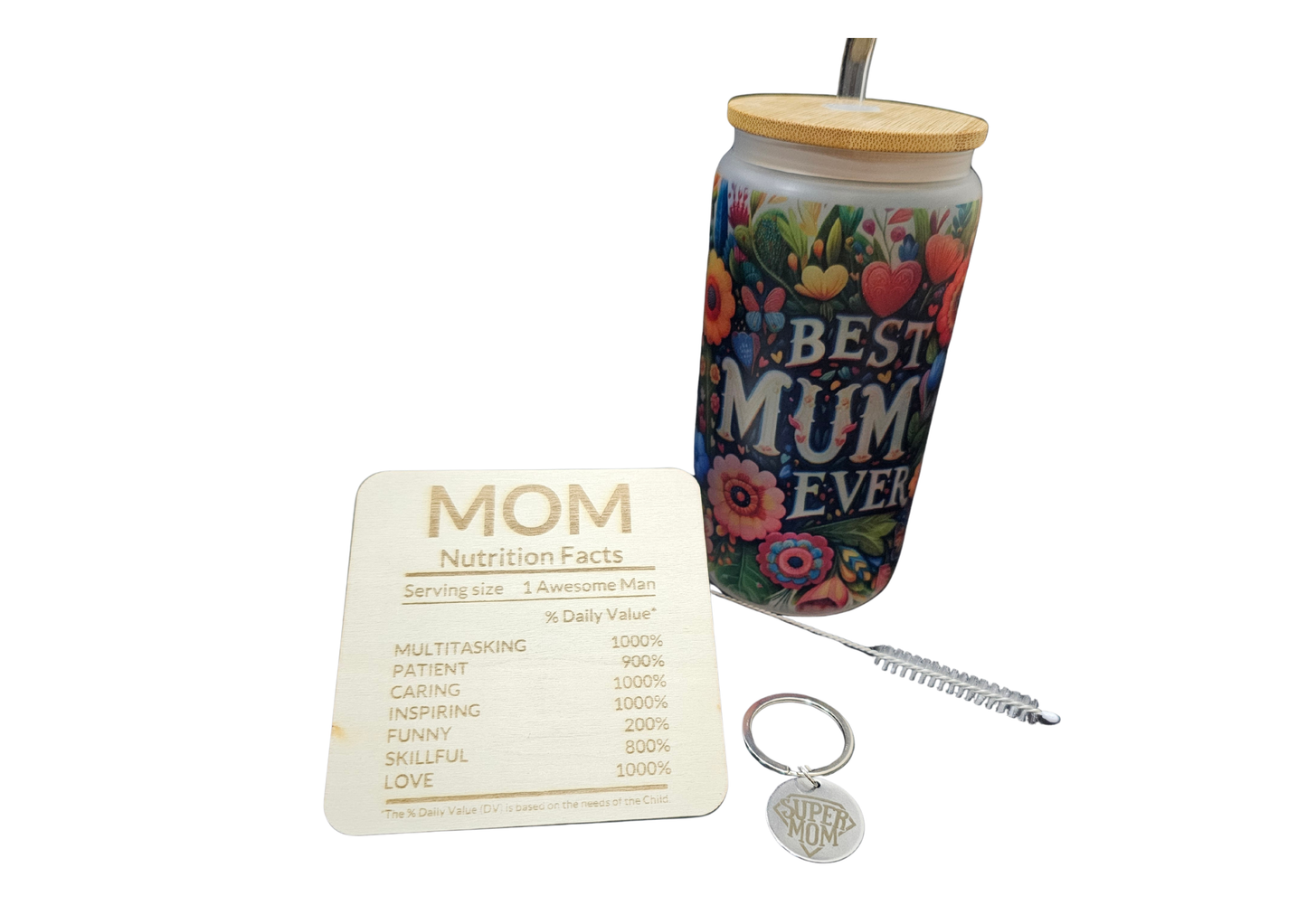 🌺 Best Mum Ever Garden, 18oz Frosted Glass Can Tumbler