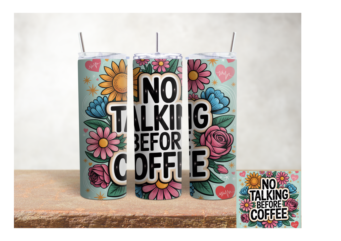Não Falar Antes do Café – Copo Térmico Isolado em Aço Inoxidável de 20oz