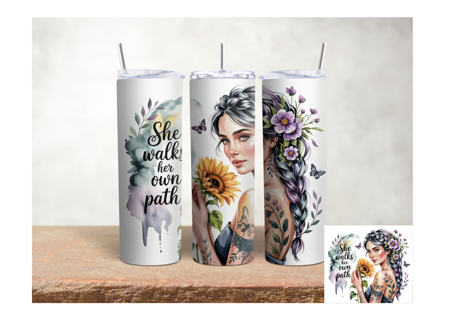 She Walks Her Own Path – 20oz Stainless Steel Insulated Tumbler