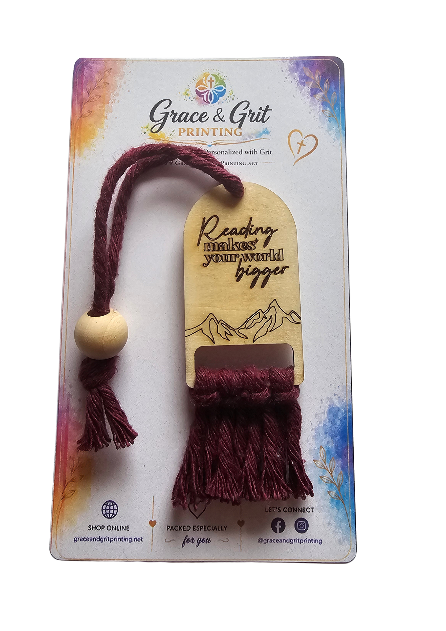 Reading Makes Your World Bigger - Macramé Wooden Bookmark