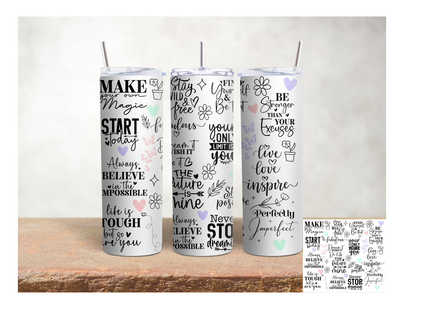 Daily Affirmations 1   – 20oz Stainless Steel Insulated Tumbler