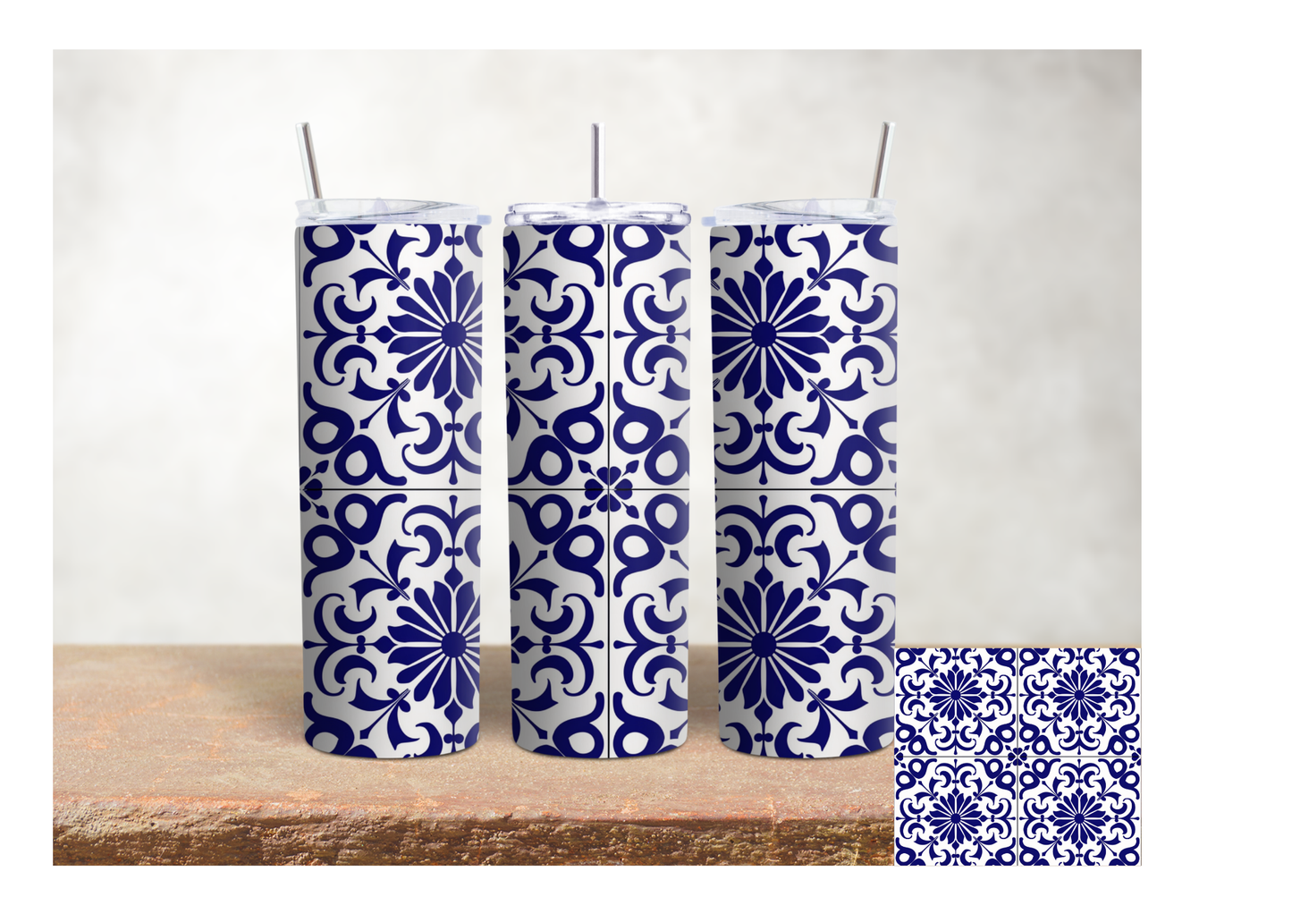 Portuguese Floral – 20oz Stainless Steel Insulated Tumbler