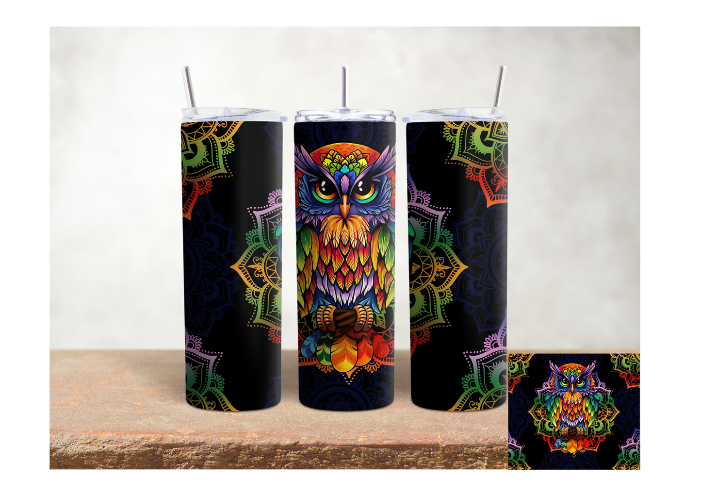 Colorful Mandala Owl – 20oz Stainless Steel Insulated Tumbler