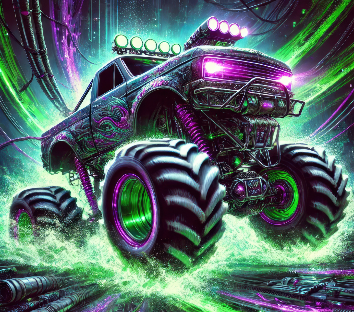 Neon Monster Truck  – 20oz Stainless Steel Insulated Tumbler