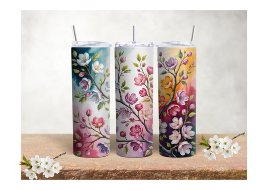 Watercolor Blossom Garden – 20oz Stainless Steel Insulated Tumbler 🍒