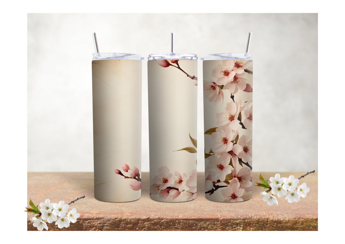 Minimal Cherry Blossom – 20oz Stainless Steel Insulated Tumbler 🍒