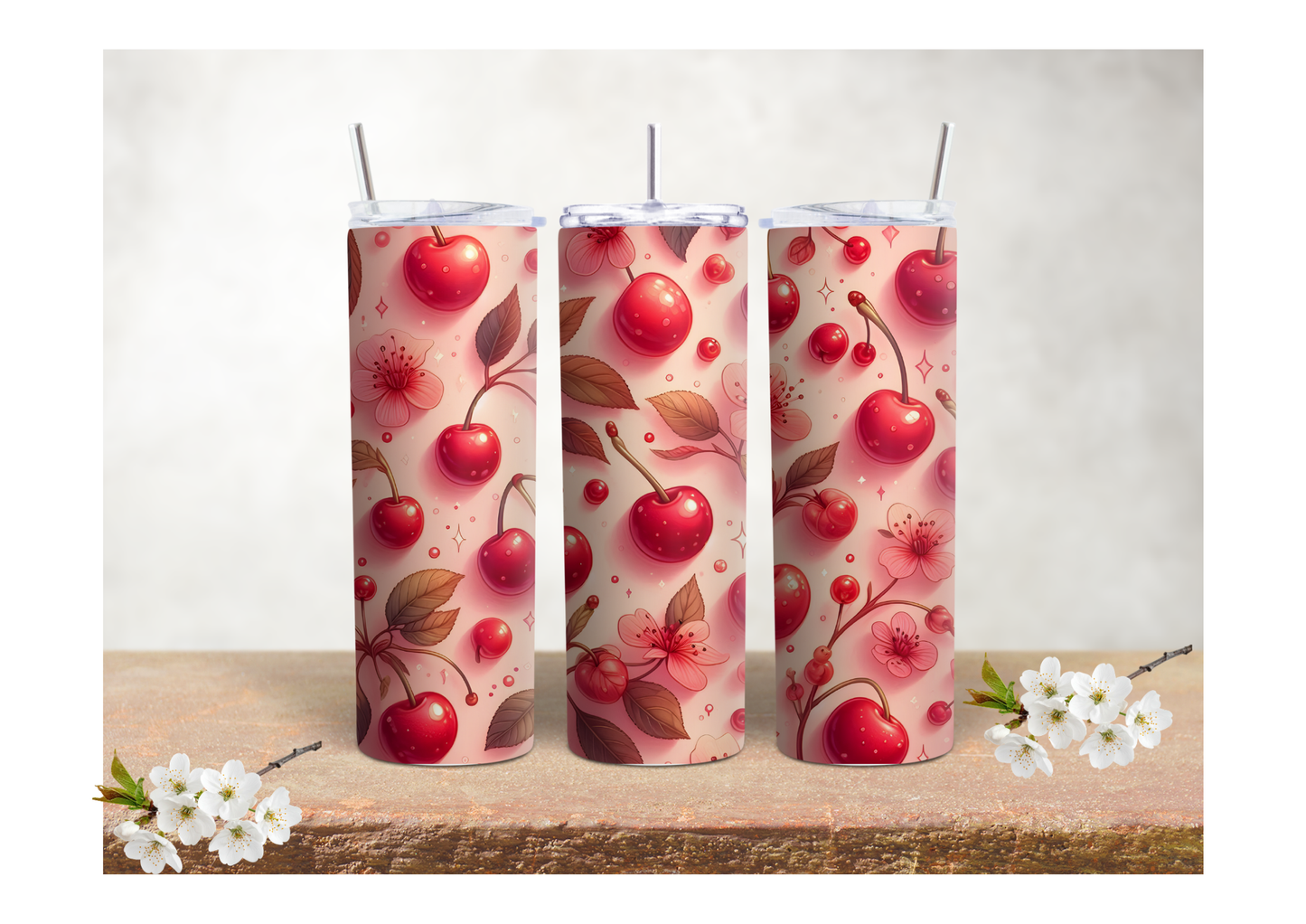 Sweet Cherry Blossom – 20oz Stainless Steel Insulated Tumbler 🍒