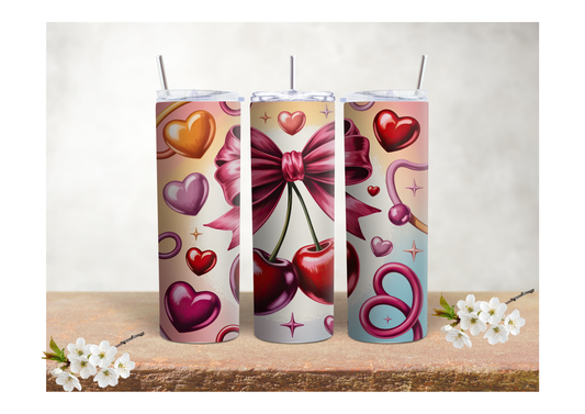 Cherry Hearts – 20oz Stainless Steel Insulated Tumbler 🍒