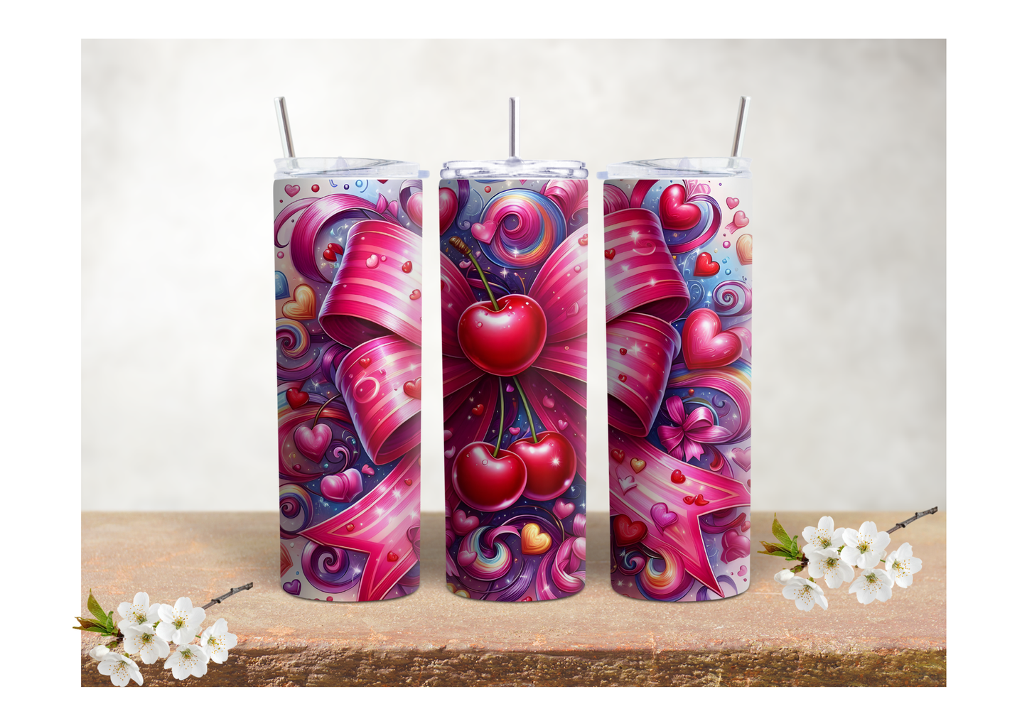 Candy Swirl Cherries – 20oz Stainless Steel Insulated Tumbler 🍒