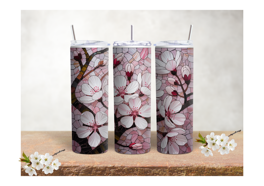 Stained Glass Cherry Blossom – 20oz Stainless Steel Insulated Tumbler 🍒