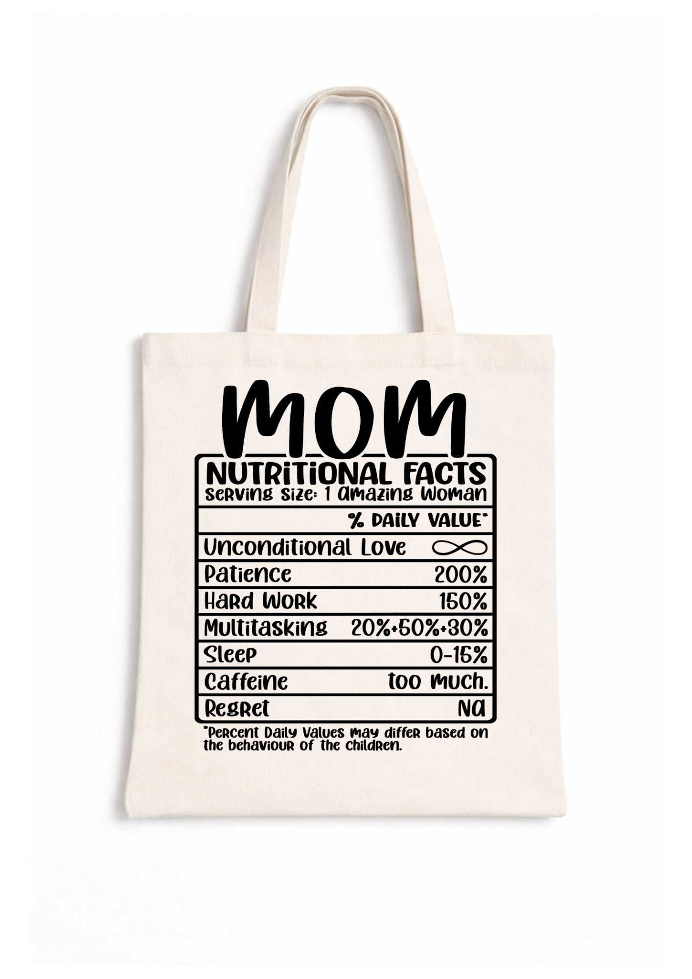 Mom Nutritional Facts - Canvas Tote Bag
