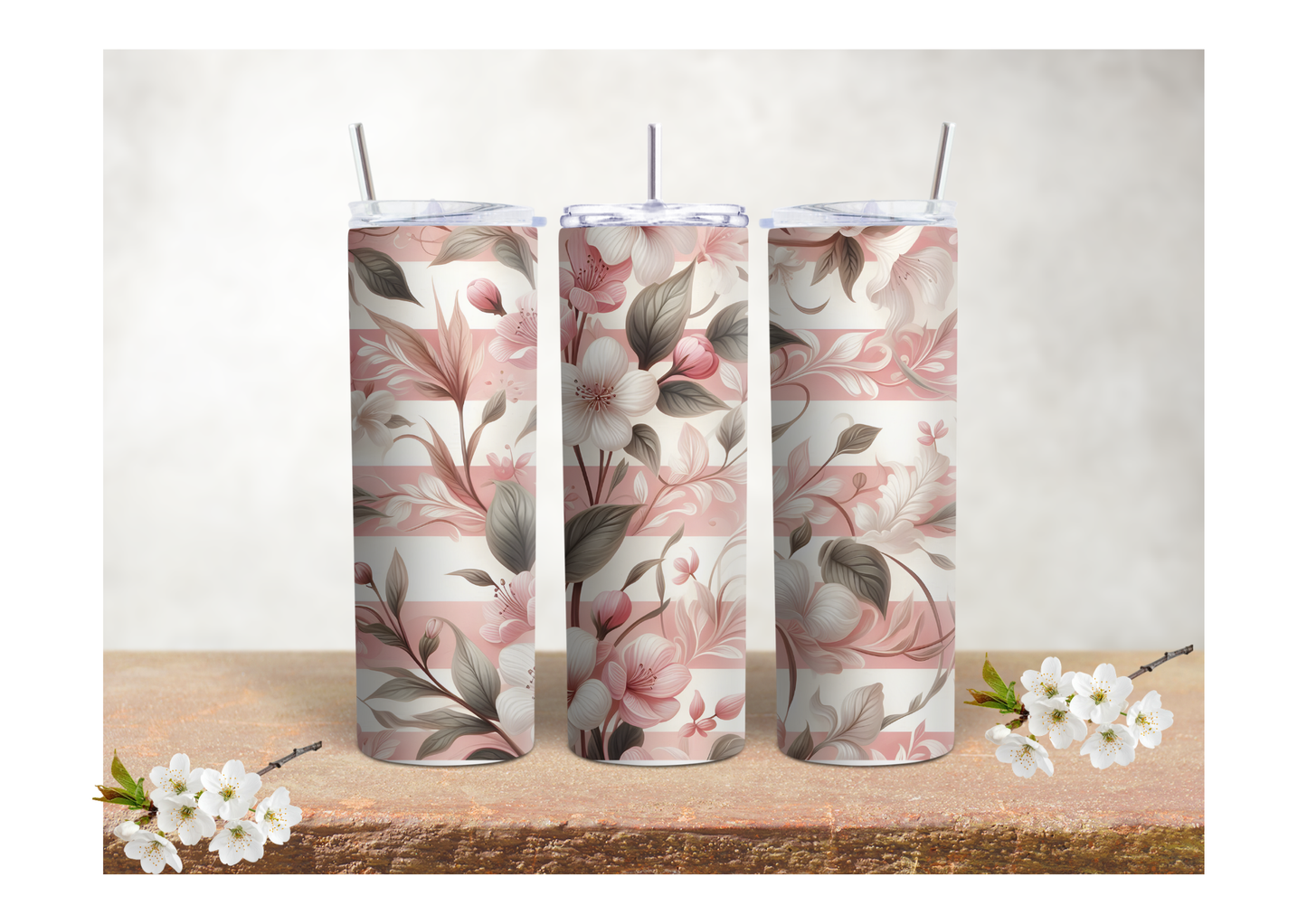 Vintage Floral Blush – 20oz Stainless Steel Insulated Tumbler 🍒