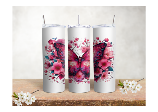 Butterfly Blossom Beauty – 20oz Stainless Steel Insulated Tumbler 🍒