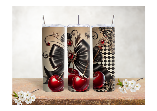 Midnight Cherry Luxe – 20oz Stainless Steel Insulated Tumbler 🍒