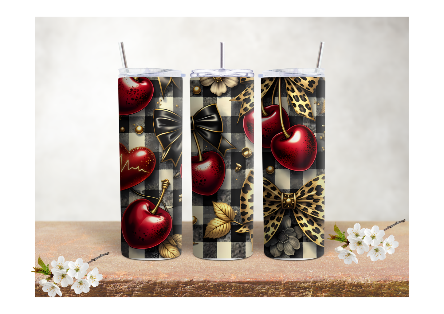Wild Cherry Glam – 20oz Stainless Steel Insulated Tumbler 🍒