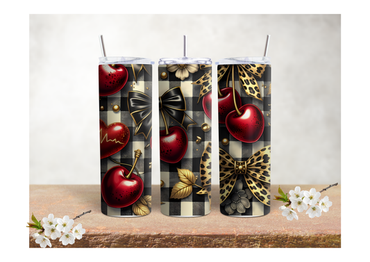 Wild Cherry Glam – 20oz Stainless Steel Insulated Tumbler 🍒