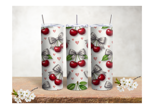 Silver Bow Cherries – 20oz Stainless Steel Insulated Tumbler 🍒
