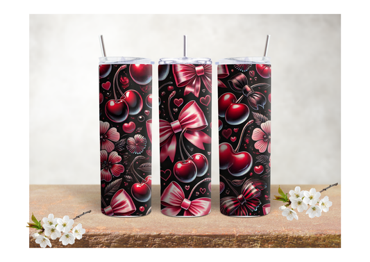 Midnight Cherry Romance – 20oz Stainless Steel Insulated Tumbler 🍒