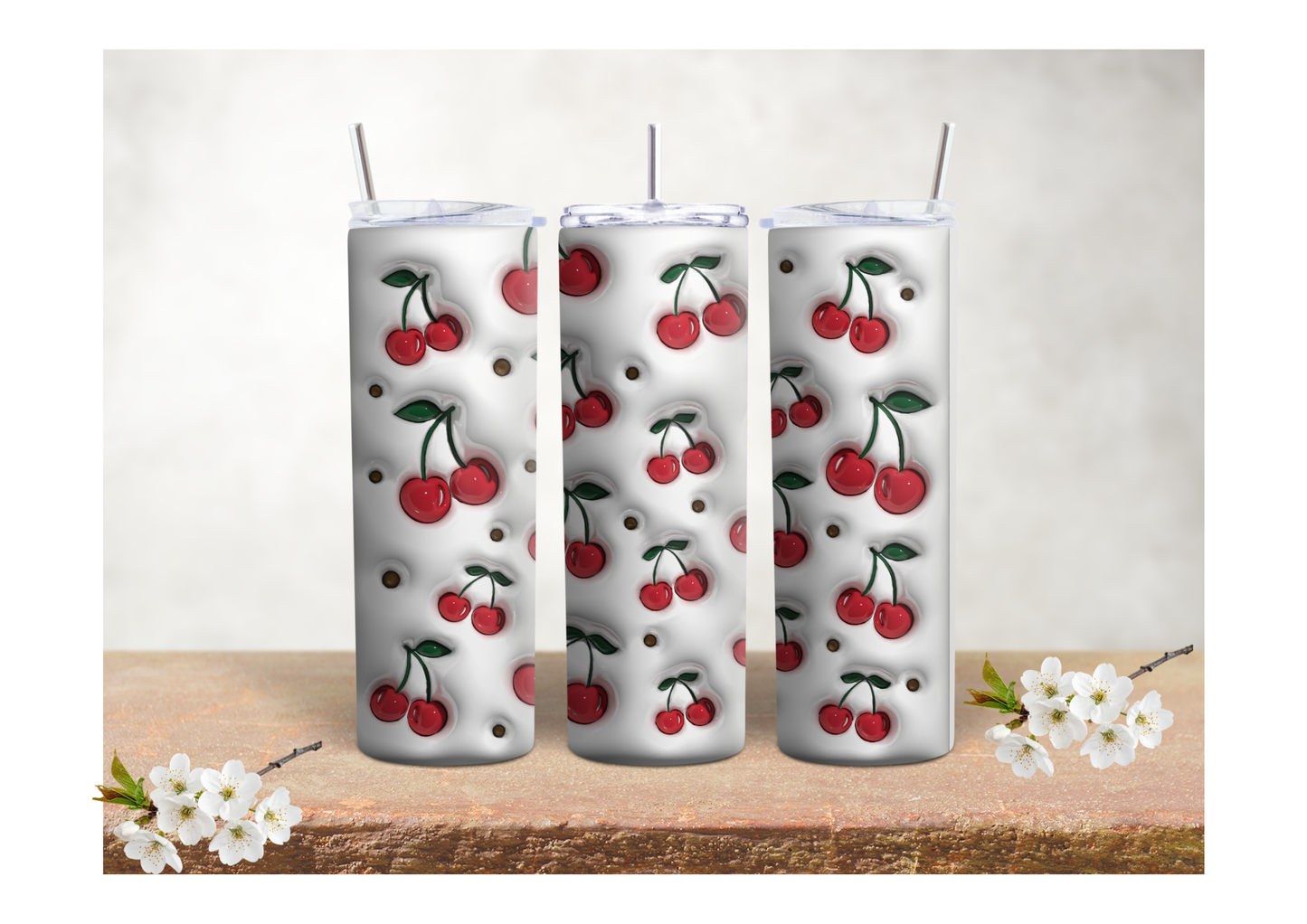Cherry Bubble Art  – 20oz Stainless Steel Insulated Tumbler 🍒