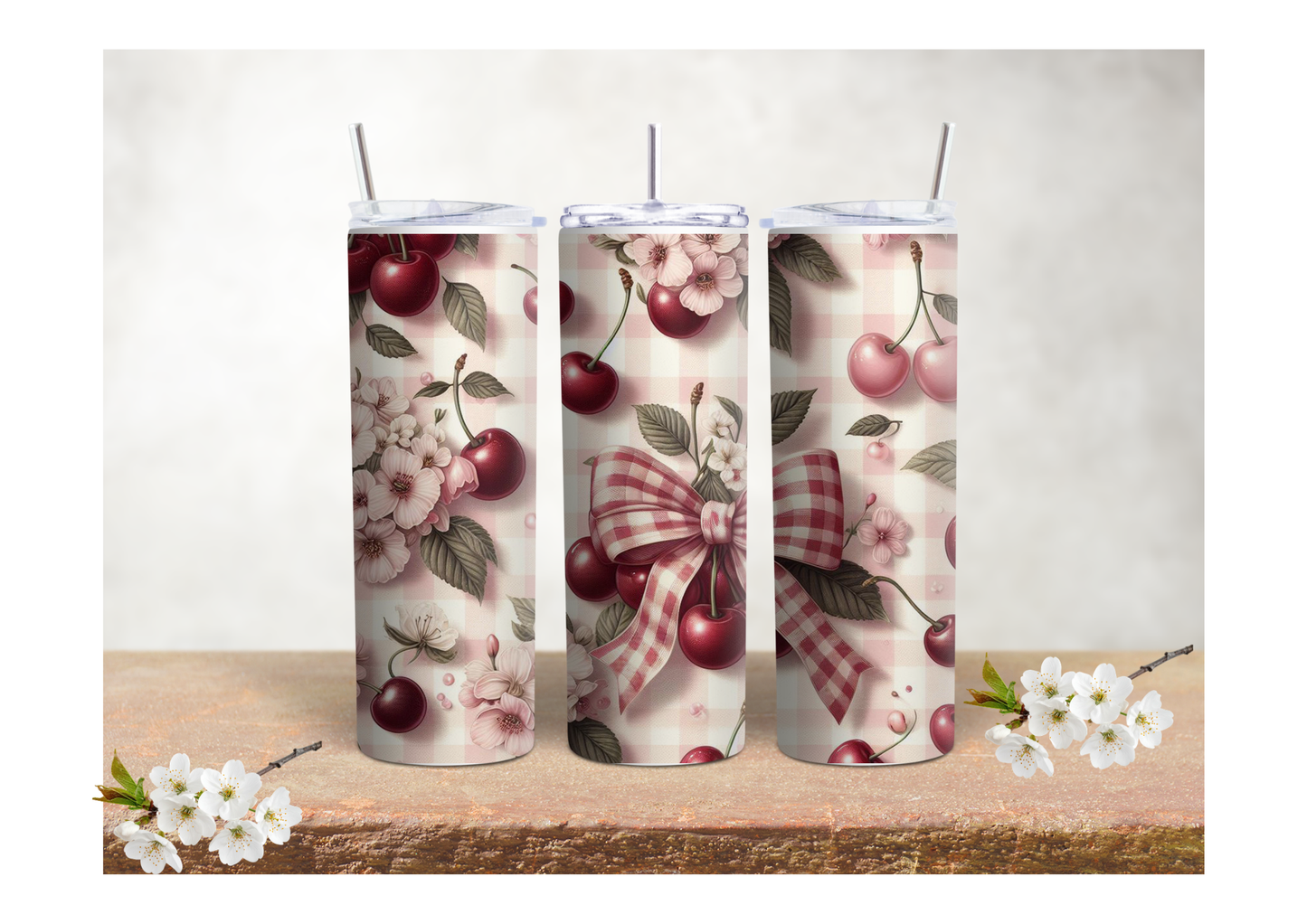 Cherry Picnic Bloom – 20oz Stainless Steel Insulated Tumbler 🍒