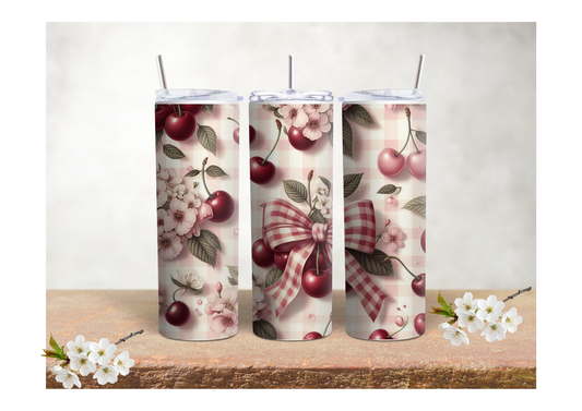 Cherry Picnic Bloom – 20oz Stainless Steel Insulated Tumbler 🍒