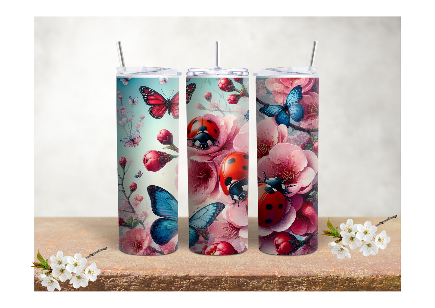 Butterflies & Ladybugs Garden – 20oz Stainless Steel Insulated Tumbler 🍒